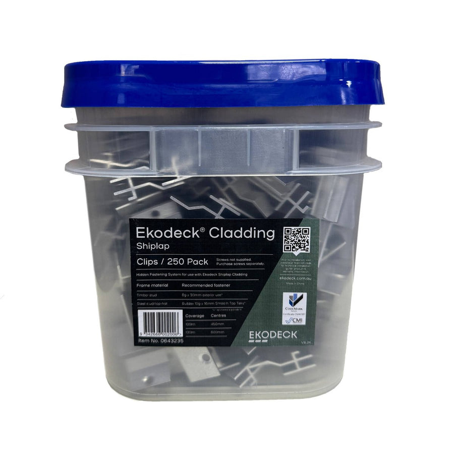 Ekodeck Shiplap Cladding Clips 250 Pack - 6063 Aluminium - Hidden Fastening - SuperSaverAU - view 1