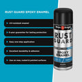 White Knight Rust Guard Epoxy Enamel Spray Paint 310g - Black Gloss, Solvent Based Metal Finish