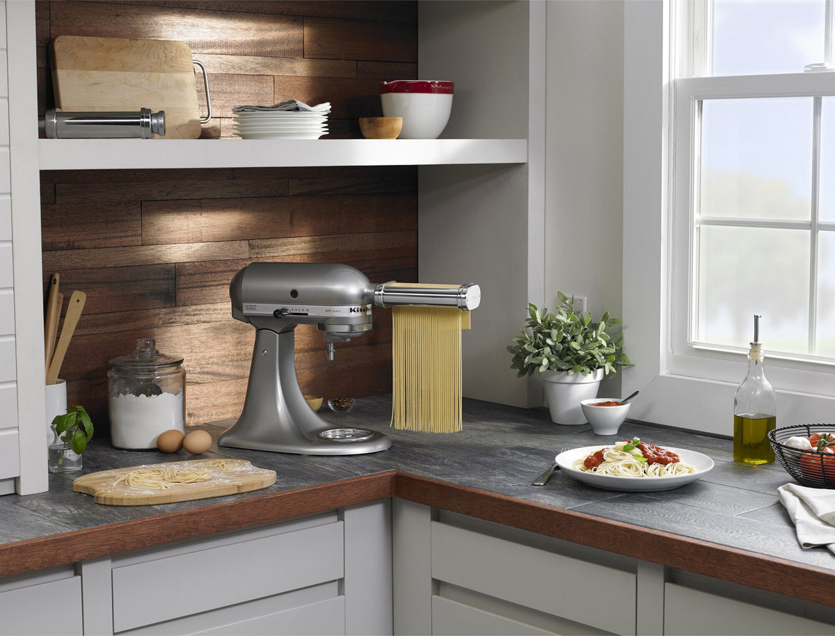KitchenAid 3 piece pasta roller attachment - stainless steel, spaghetti and fettuccine cutters - KSMPRA