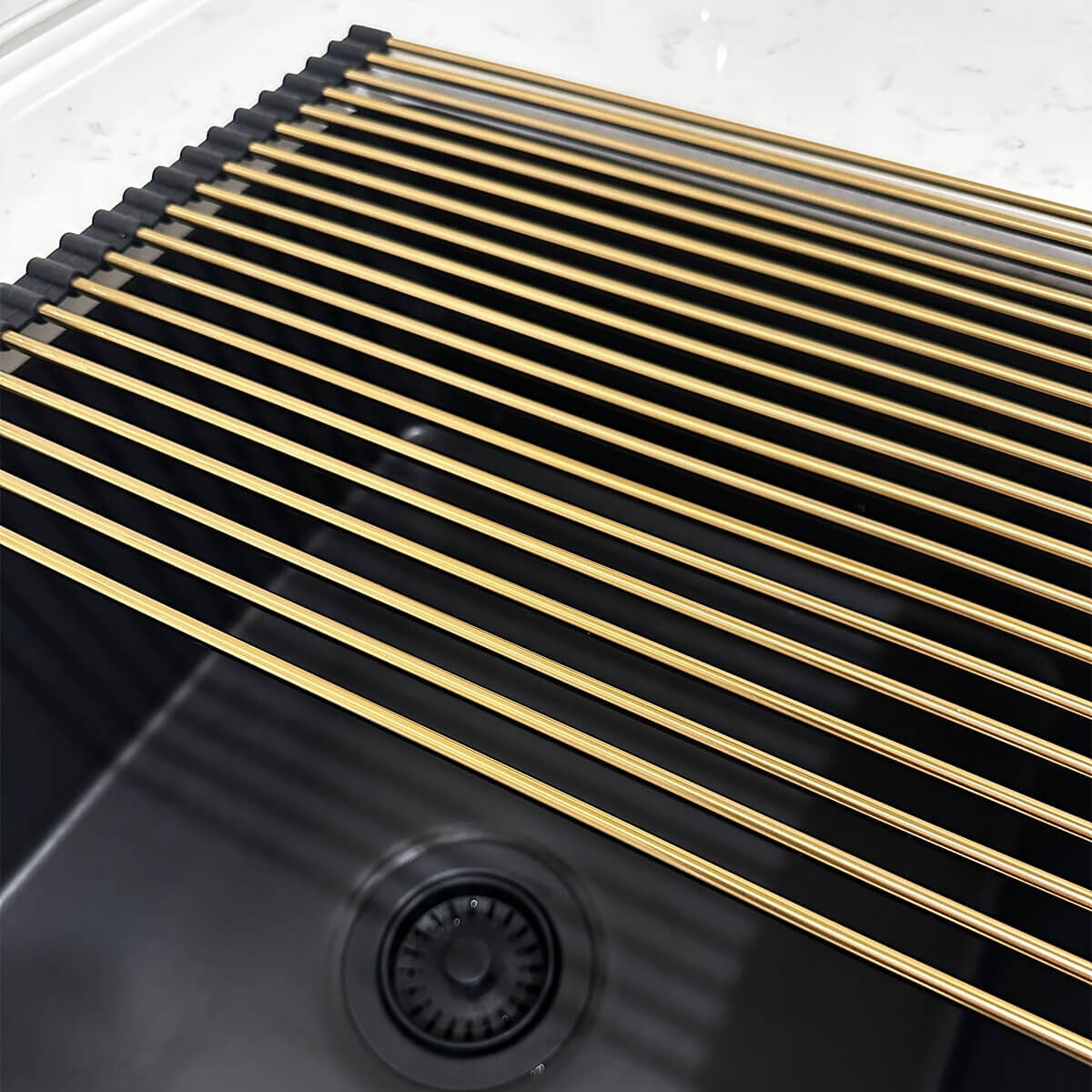 Turner Hastings Roller Mat Drainer - 304 Stainless Steel, Brushed Brass PVD, Dishwasher Safe - RM4332-BB