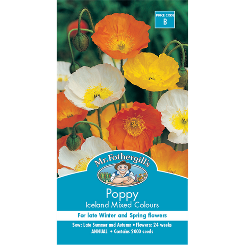 Mr Fothergill Poppy Iceland Mixed Flower Seeds 75mm Annual Blooms - SuperSaverAU - view 1