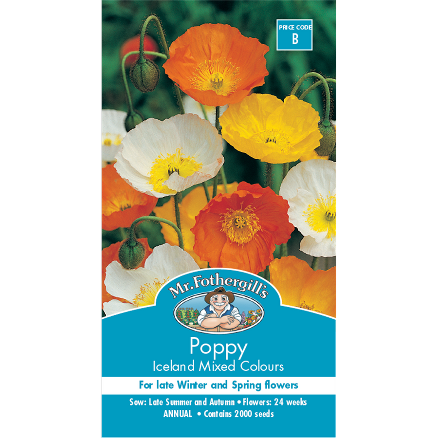 Mr Fothergill Poppy Iceland Mixed Flower Seeds 75mm Annual Blooms - SuperSaverAU - view 1