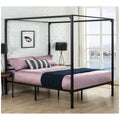 Zinus Patricia Double Metal Canopy Bed Frame - Black, Steel, Slat Support, 250kg Capacity - AU-CPBF-D