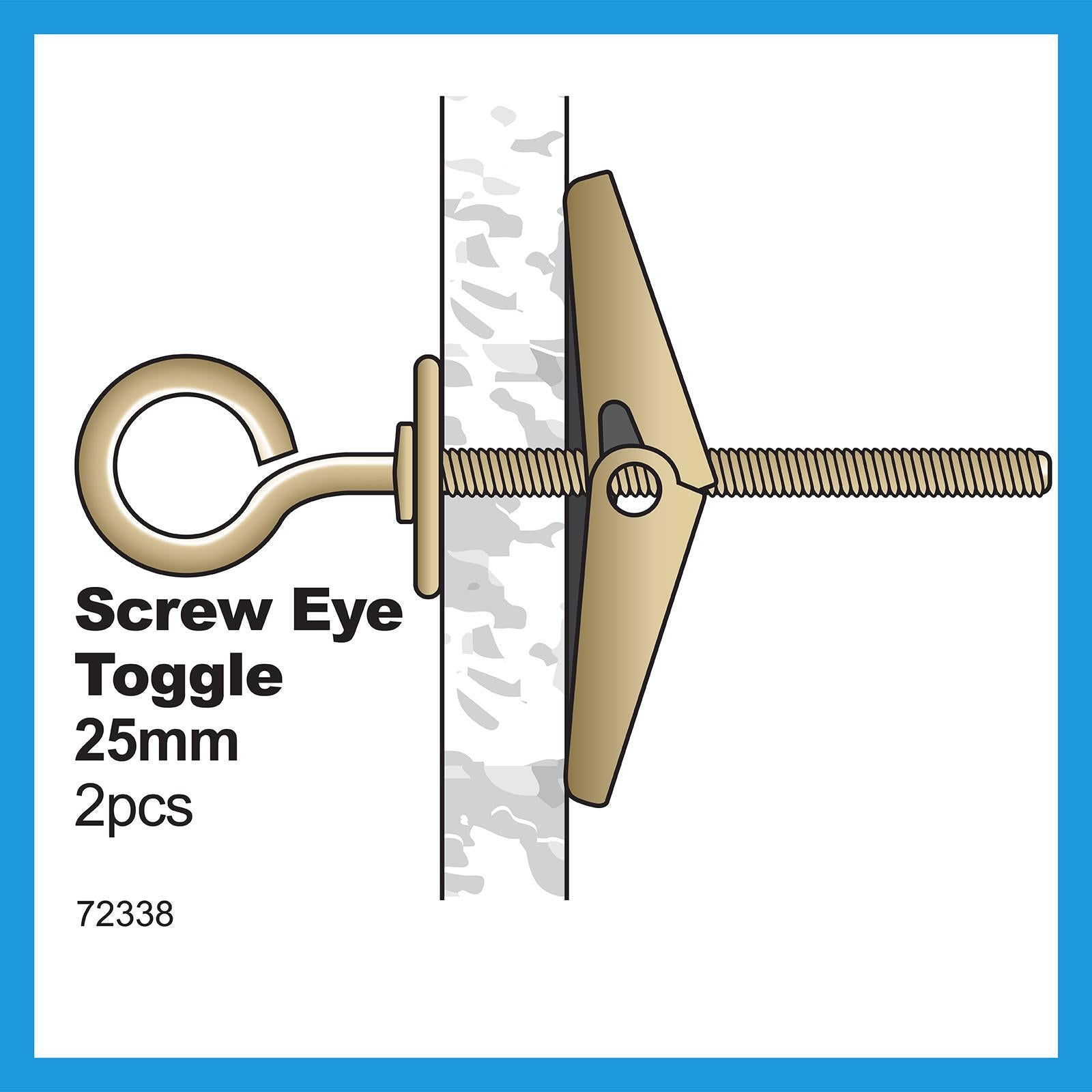Everhang 25mm Anodised Steel Screw Eye Toggle - 2 Pack