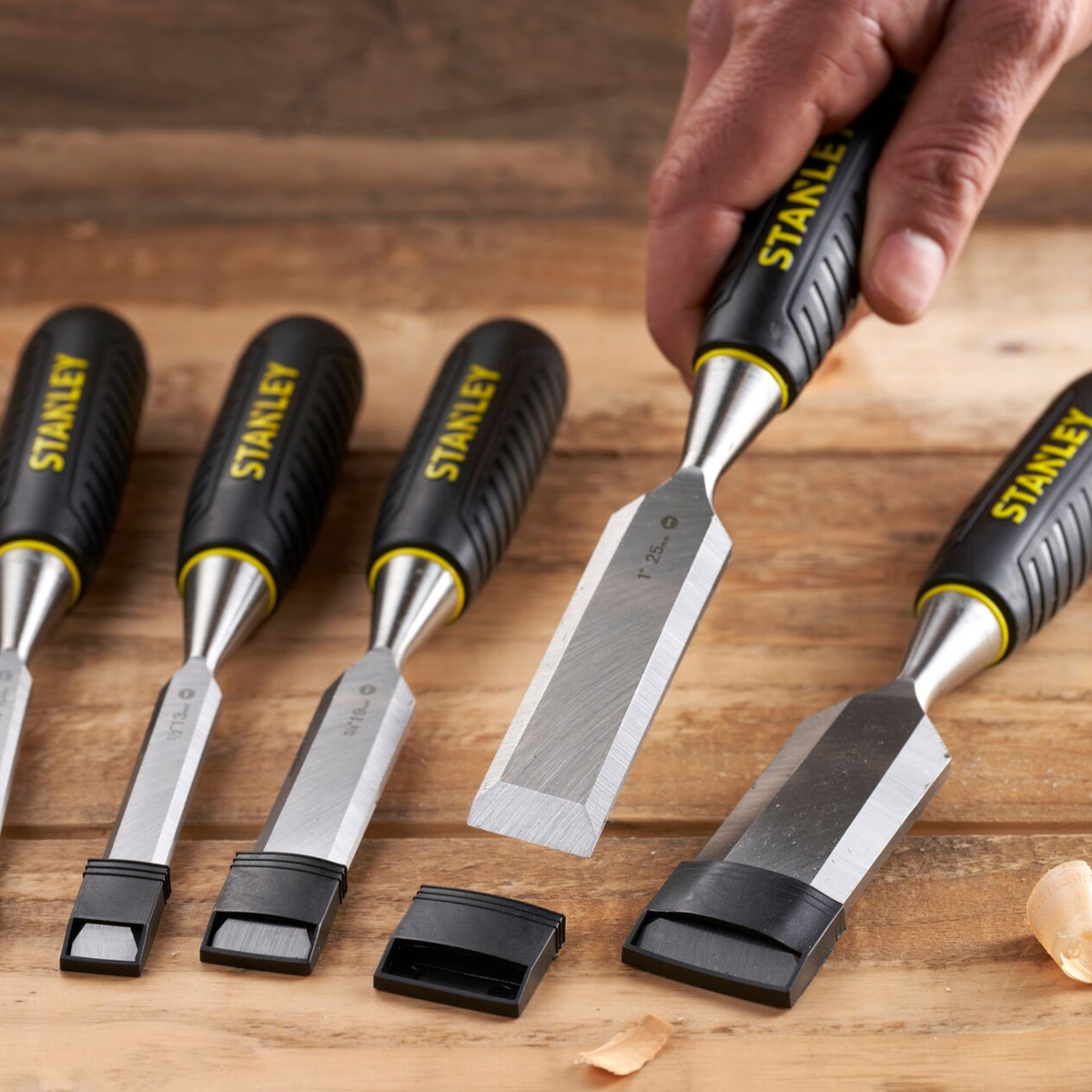 Stanley 5 Piece Essentials Chisel Set - 10mm to 32mm - Carbon Steel Blades - SuperSaverAU - view 4