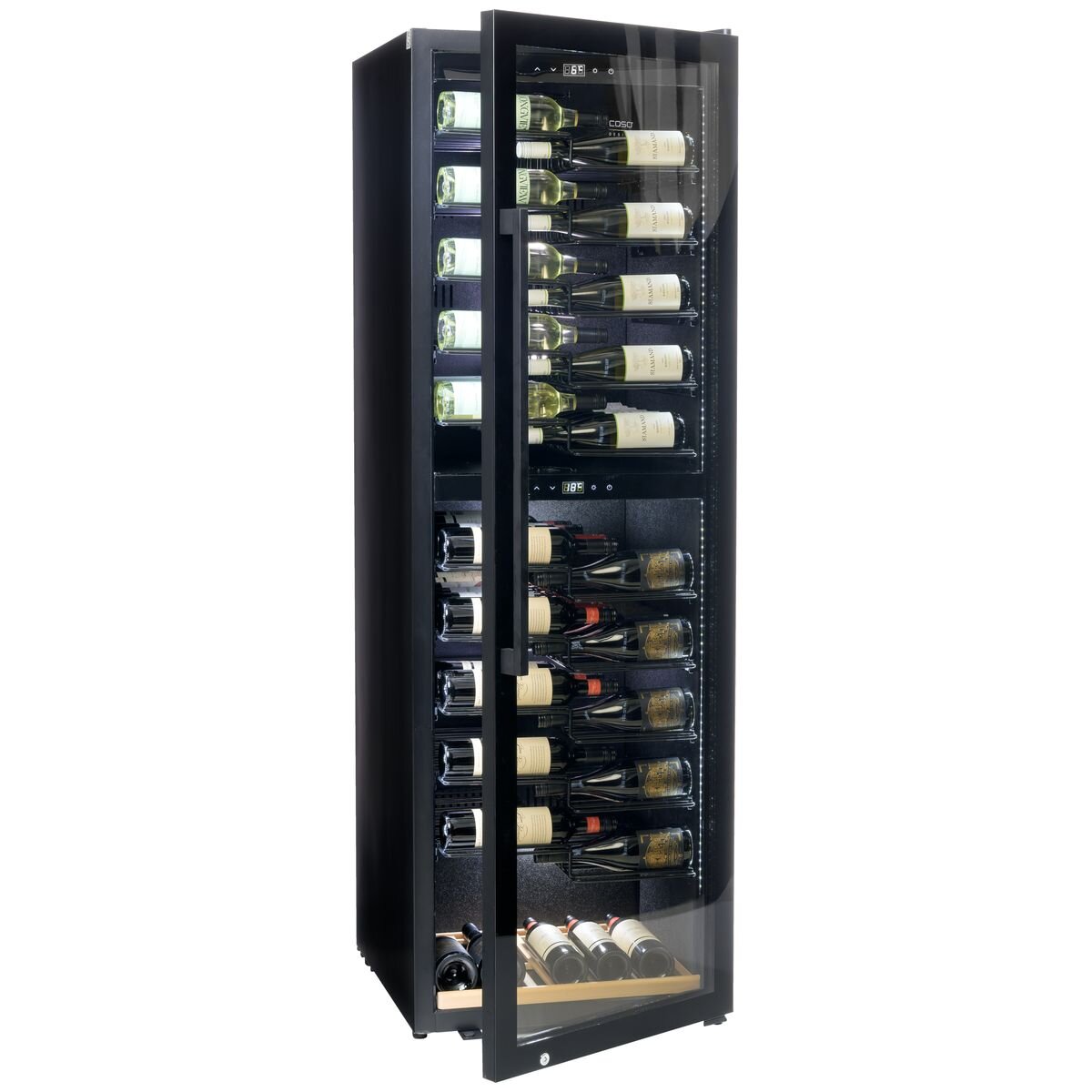 Caso Design 141 Bottle Wine Fridge - Black - Dual Zone - UV Protection - WF-455-PD