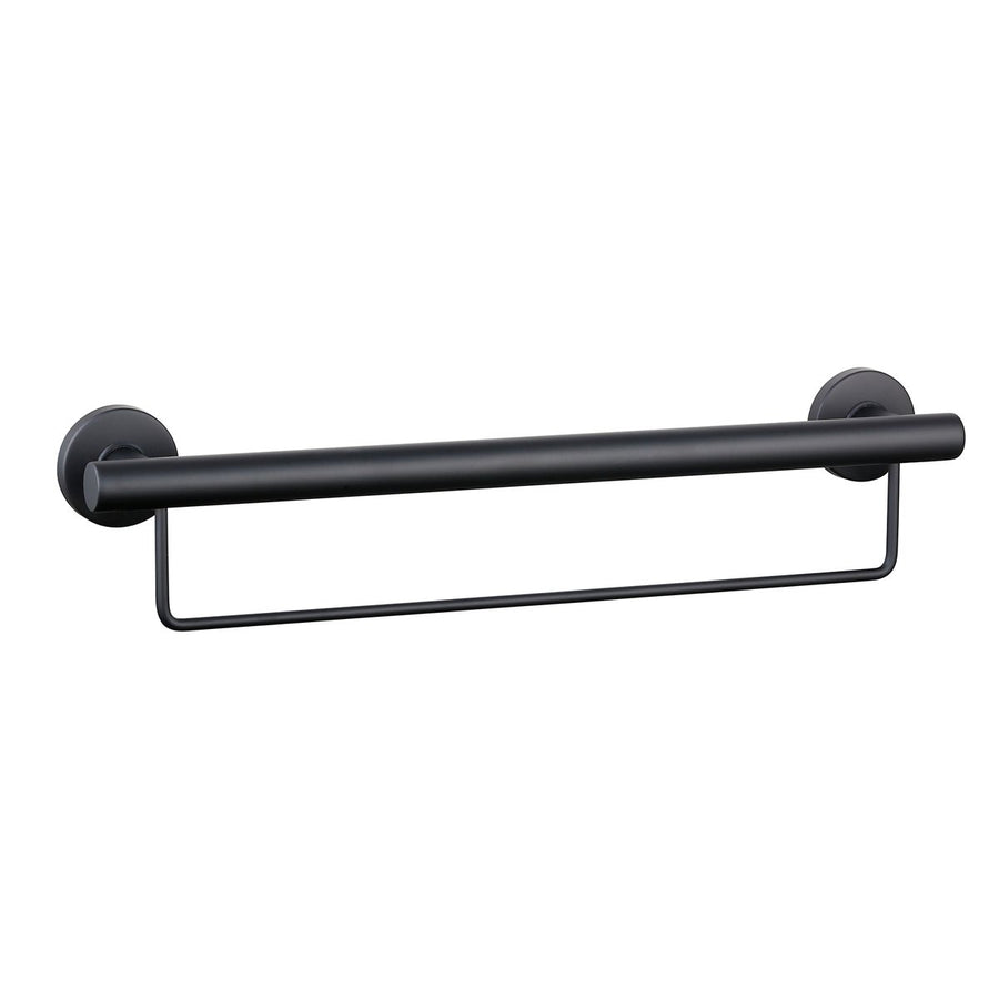 Evekare 600mm Black Towel Rail with Grab Rail - Stainless Steel - 250 kg Capacity - SuperSaverAU - view 1