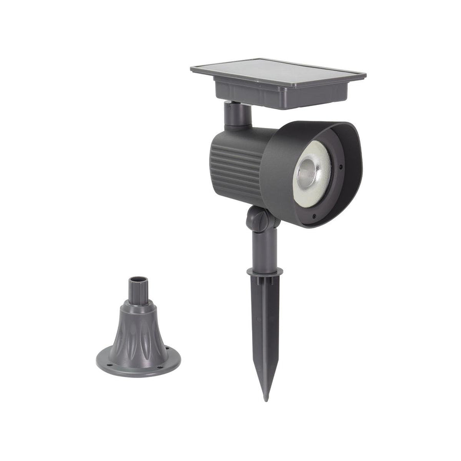 Luxzone 35cm LED Solar Spot Light - 120 Lumens - Aluminium - Grey - Outdoor - SuperSaverAU - view 1