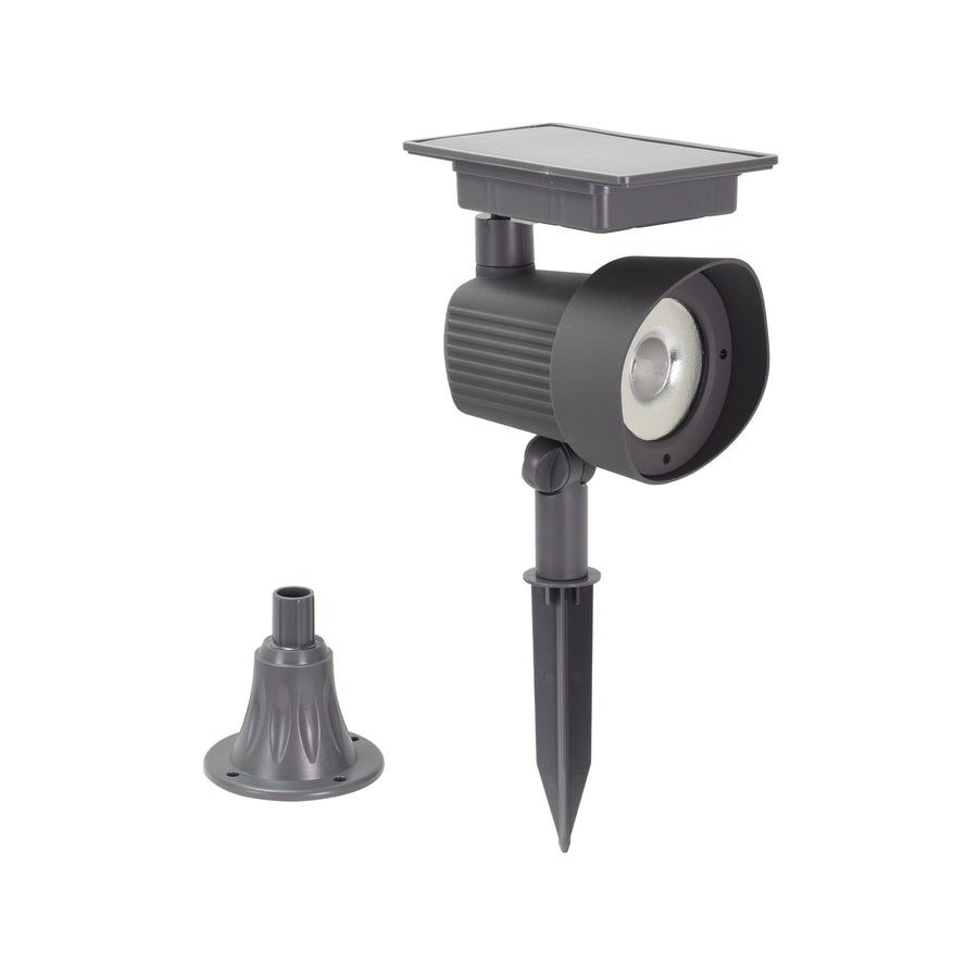 Luxzone 35cm Aluminium LED Solar Spot Light 120 Lumens Grey Outdoor QWASSP23002