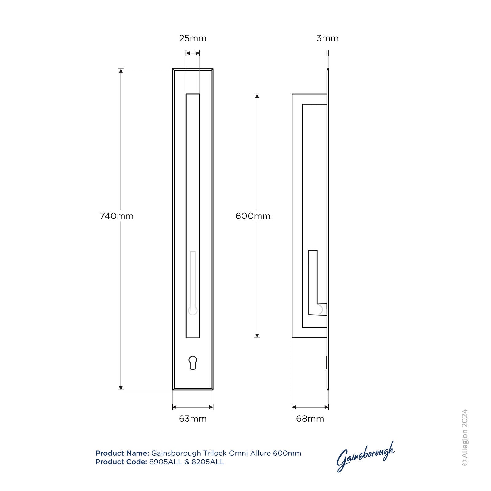 Gainsborough Trilock Omni Allure Double Cylinder Stainless Steel 8905ALLSS