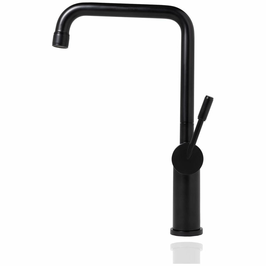 Titan Essentials Squareneck Kitchen Mixer Tap - Matte Black, Diamond Knurled Handle, 5 Star WELS - TTBS1
