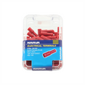 Narva Red Double Crimped Female Bullet Terminal, 2.5-3mm, 4mm, Flared Vinyl, 100 Pack