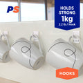 Permastik Adhesive Mug Hooks 10 Pack - White, No-Drill Cupboard Hooks