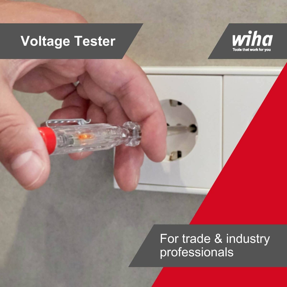 Wiha Voltage Tester 120-250V - Professional Screwdriver - Transparent Handle