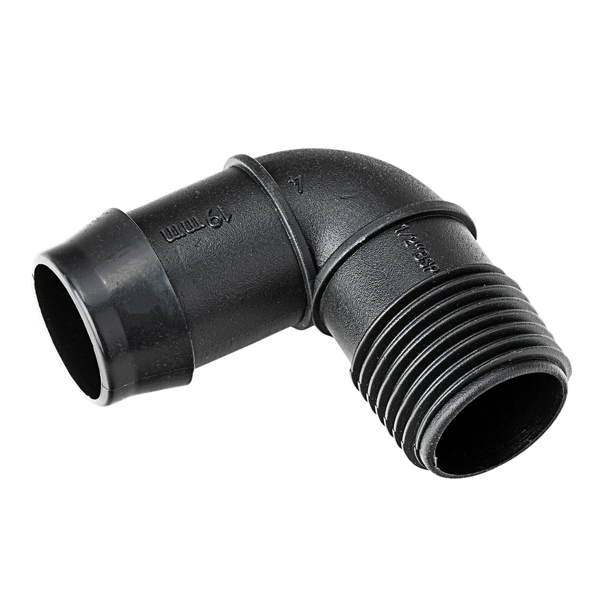 K Rain 19mm Barbed Elbow 15mm BSP Male 10 Pack - Black - 90-Degree Angle - SuperSaverAU - view 1
