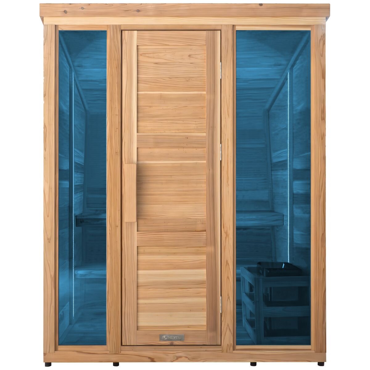 Revel Solaris 3-4 Person Traditional Sauna Cabin - Harvia Heater, Tempered Glass Door - R-TR-CABIN-3P