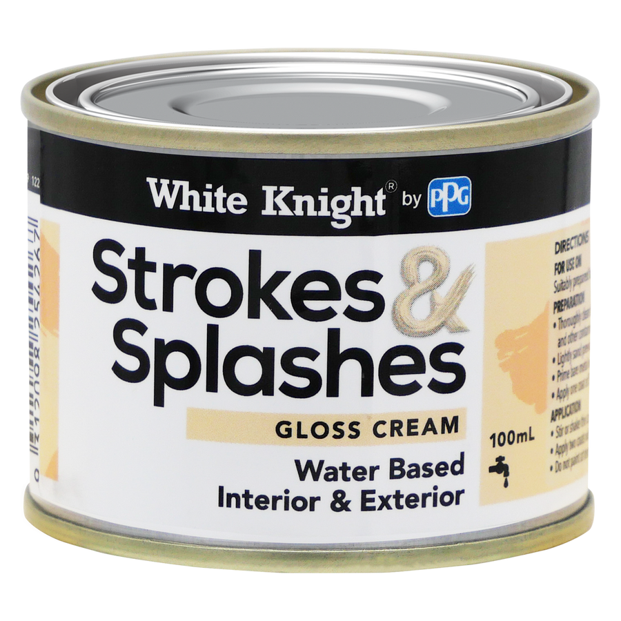 White Knight Cream Strokes and Splashes Paint 100ml Water Based Gloss - SuperSaverAU - view 1