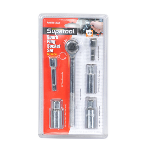 Supatool Spark Plug Socket Set - 6 Piece - Carbon Steel - Heavy Duty - SuperSaverAU - view 1