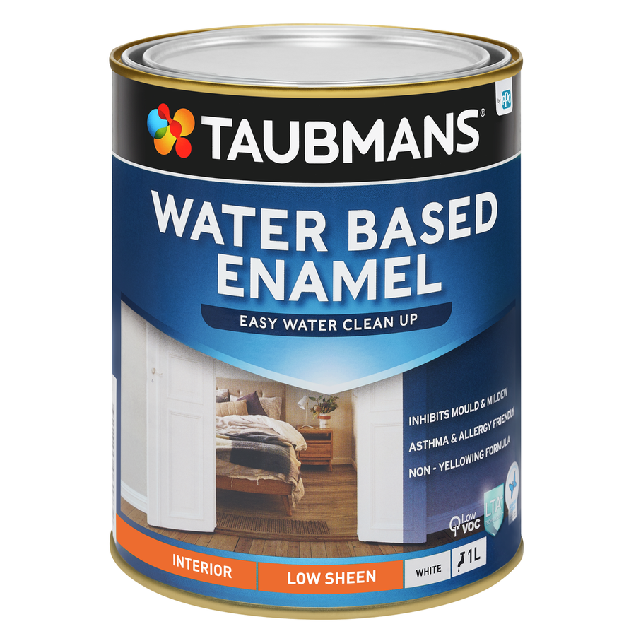 Taubmans 1L White Low Sheen Water Based Enamel Paint - Durable Finish - Asthma Friendly - SuperSaverAU - view 1