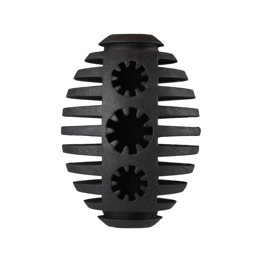 Gladiator 10cm Black Rubber Rugby Dog Toy - Treat-Fillable Chew & Fetch Ball