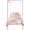 Zinus Patricia King Single Metal Canopy Bed Frame - White Steel Frame, 5 Year Warranty - AU-FBMCW1ZC-14B
