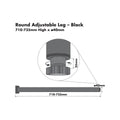Adoored Black Metal Round Furniture Leg 40mm x 710mm - 1 Pack - SuperSaverAU - view 2