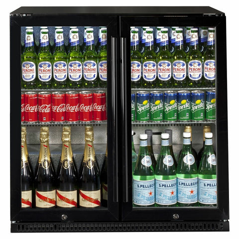Artusi 190L Double Door Outdoor Beverage Centre - Black, Weatherproof, Four Shelves, Lockable - AOF2B