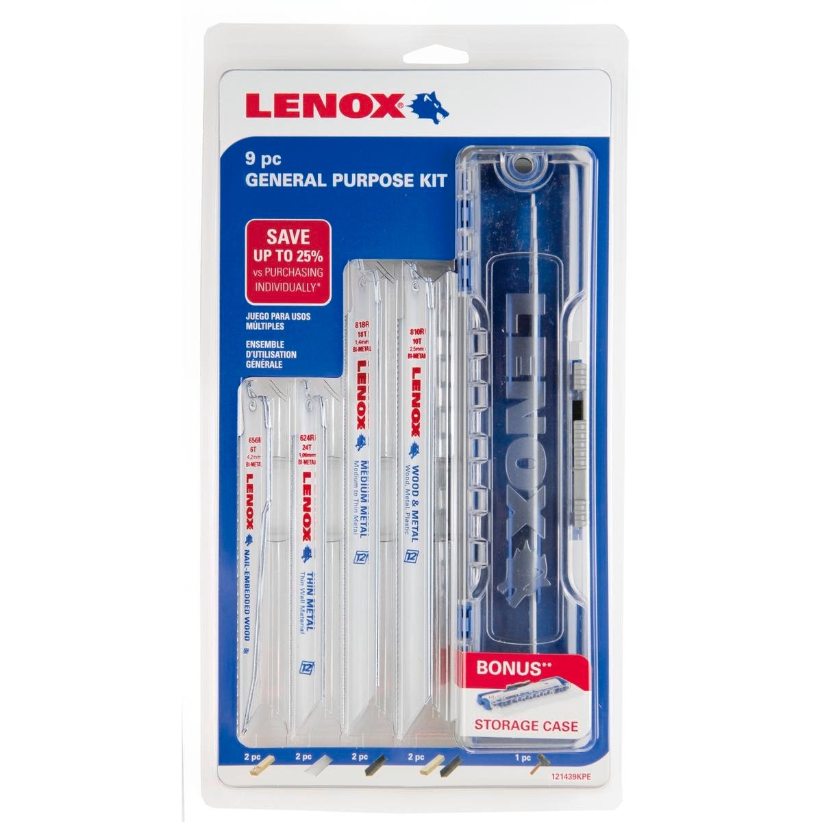 Lenox Reciprocating Saw Blade Kit - 9 Piece - Bi-Metal - Durable