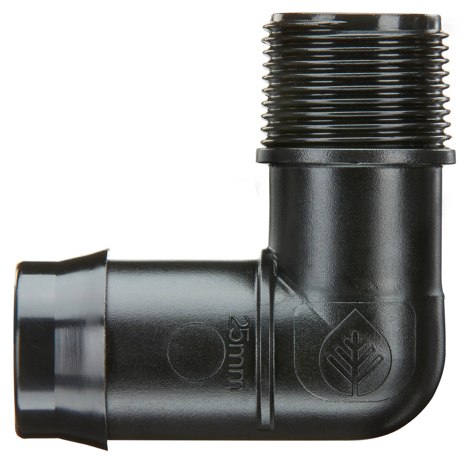 Pope 25mm Barbed x 20mm BSP Male Threaded Elbow - Black Poly, 1000kPa