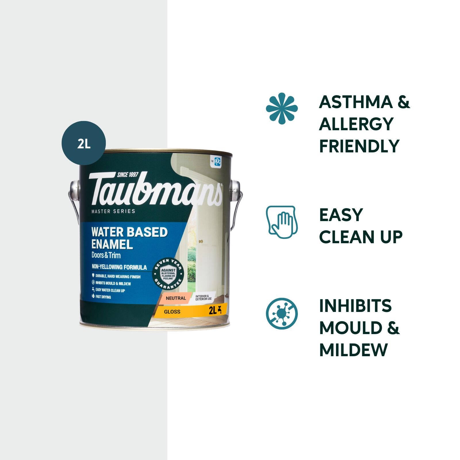 Taubmans 2L Neutral Gloss Water Based Enamel Paint