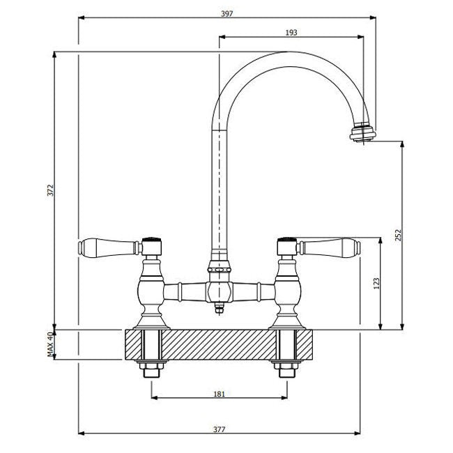 Armando Vicario Provincial exposed breech kitchen mixer tap - brushed nickel, gooseneck - 400160BN