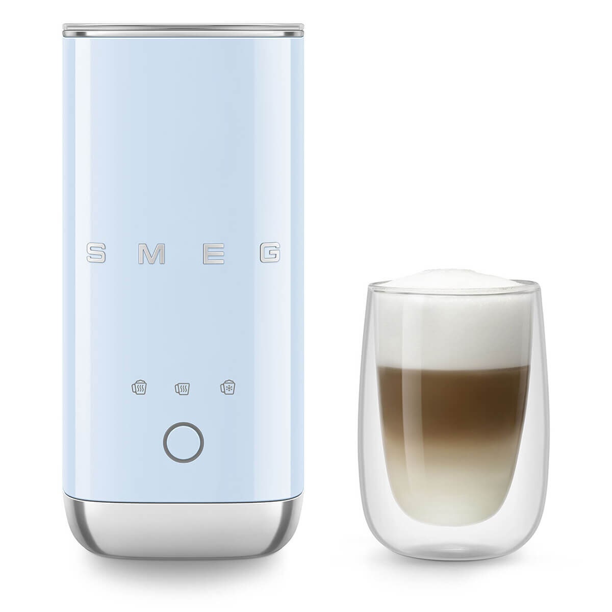 Smeg 50s Retro Style Milk Frother 180ml - Pastel Blue, Hot Milk, Hot Froth and Cold Froth - MFF02PBAU