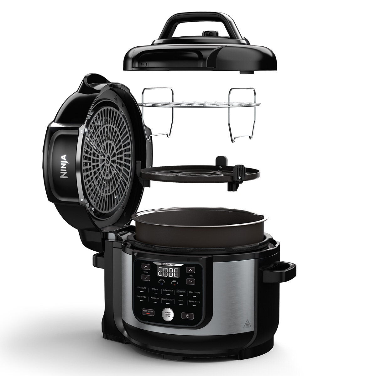 Ninja Foodi 6L Multi Cooker - 11 Functions, TenderCrisp Air Fry Lid, Pressure Cooker, Stainless Steel - OP350