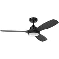 Mercator Raptor S 122cm DC Ceiling Fan with LED Light - Black, 20W CCT Light, 6-Speed Remote - FC978123BK