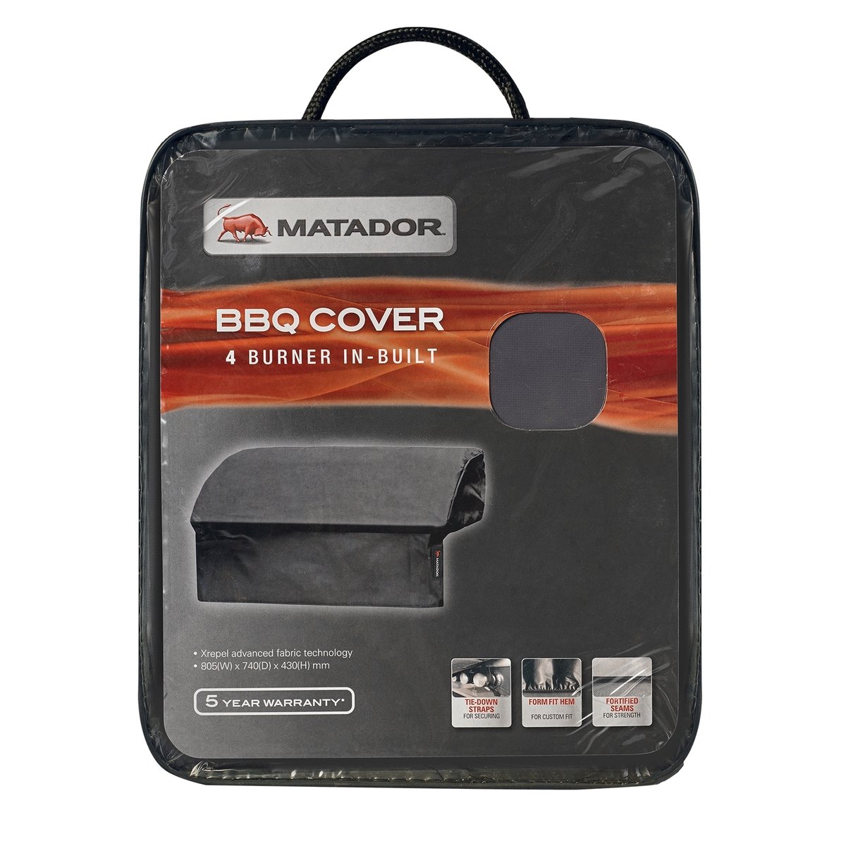Matador 4 Burner Built-In BBQ Cover 805 x 740 x 430mm Weather Resistant - SuperSaverAU - view 2