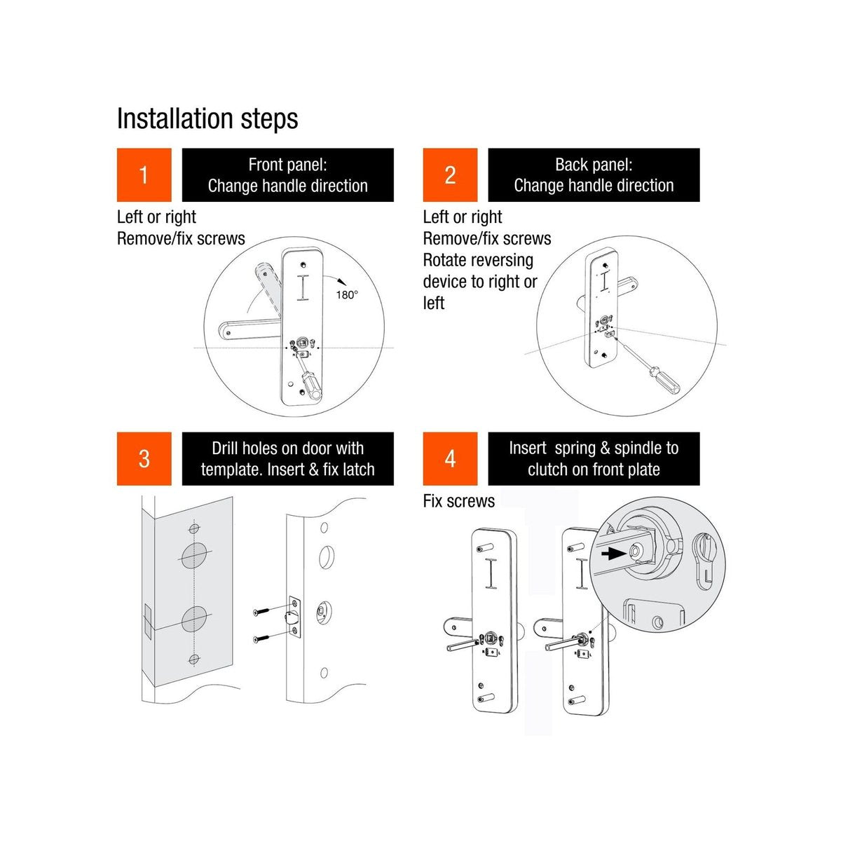 Lemaar Black Rectangle Latch Smart Lock - 5 Entry Functions - 67mm x 270mm