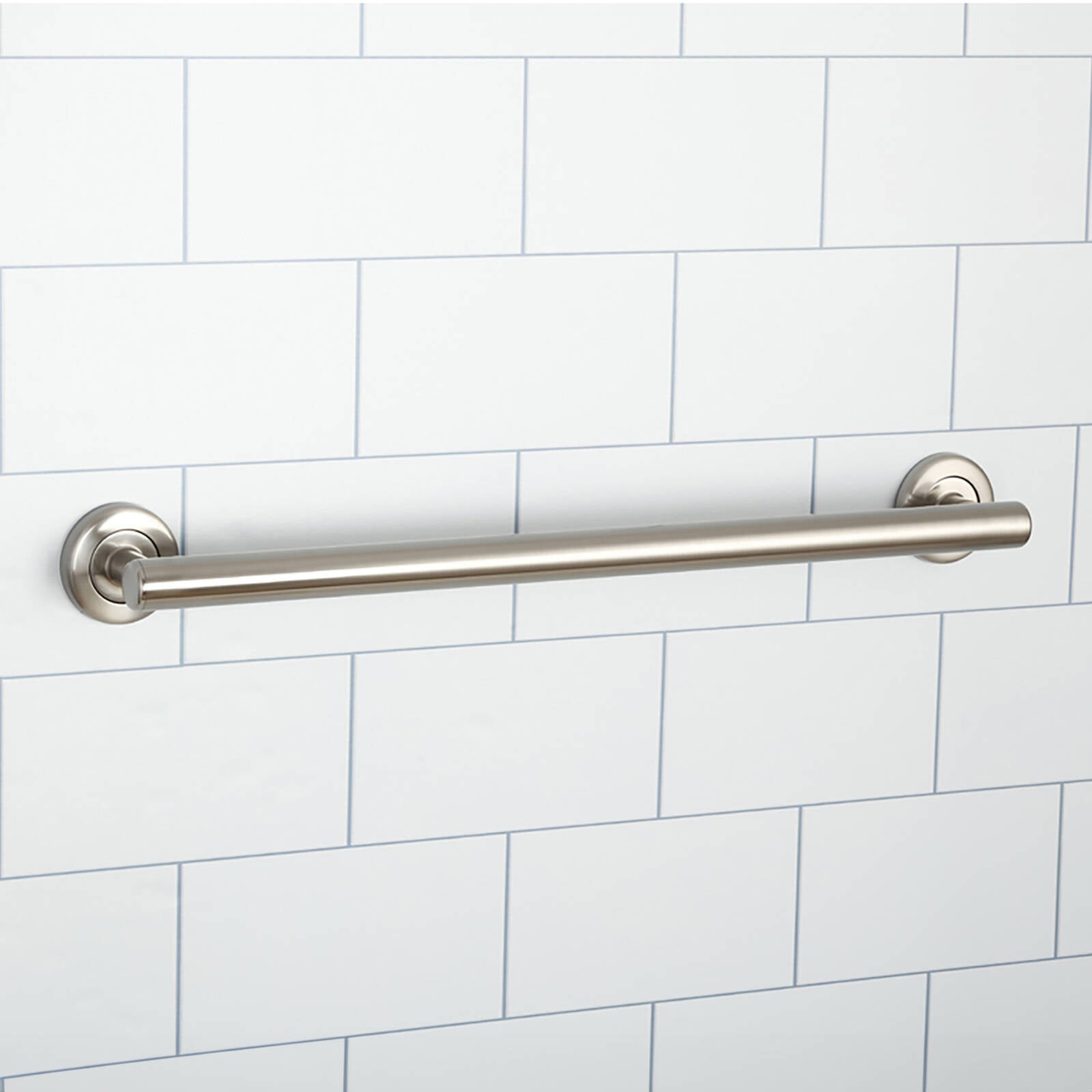 Evekare 600mm Brushed Nickel Linear Grab Rail with Concealed Flange