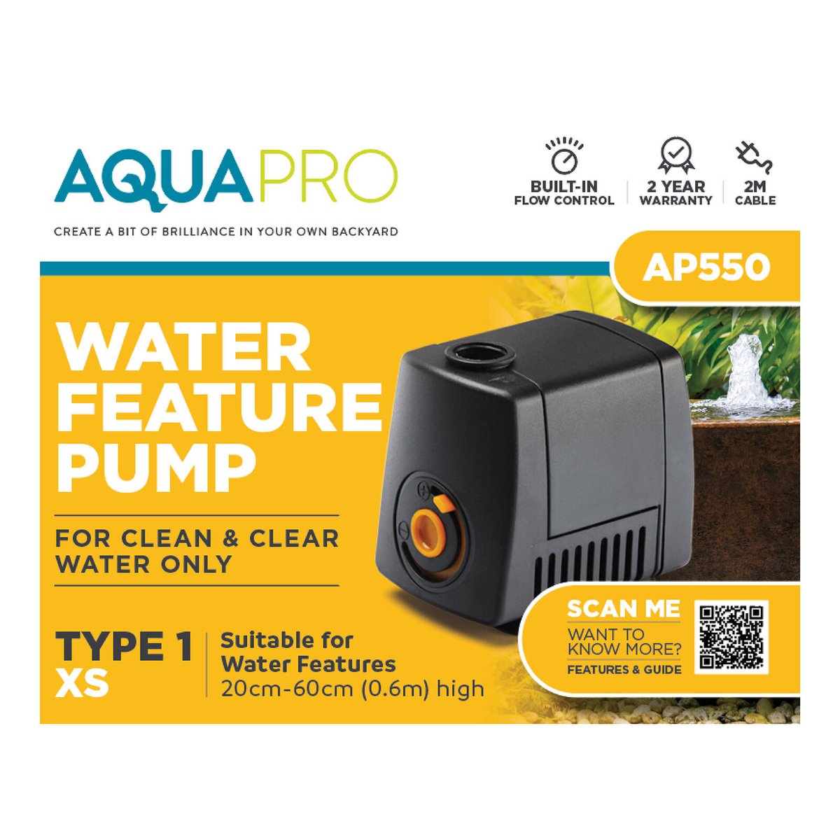 Aquapro Water Feature Pump - 550L/h - Compact - Indoor Use - SuperSaverAU - view 2