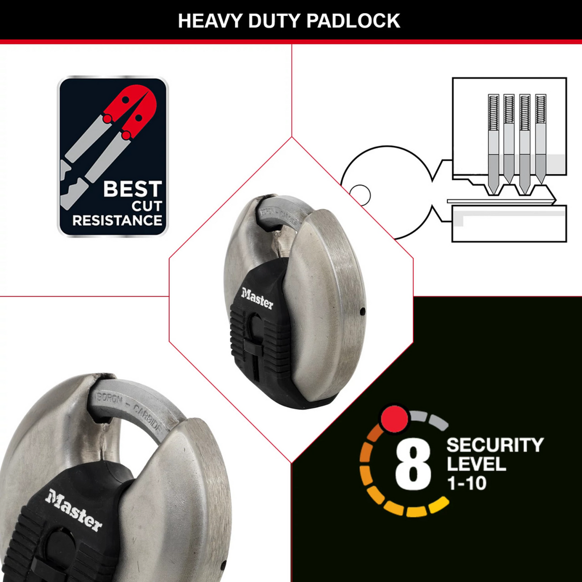 Master Lock 70mm Excell Disc Padlock Stainless Steel Shrouded Shackle