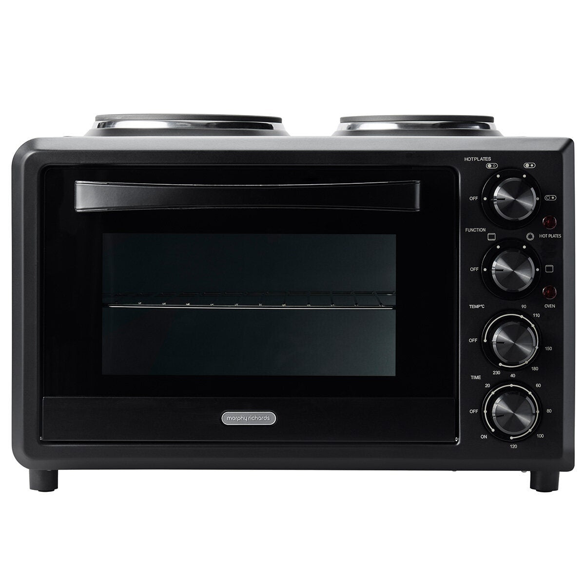 Morphy Richards 32L Benchtop Convection Oven with Two Hot Plates - Matte Black, 120 Minute Timer - MRBO32BLK2