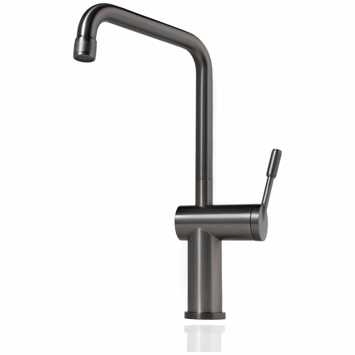 Titan Essentials Squareneck Kitchen Mixer Tap - Gunmetal Grey, Diamond Knurled Handle, 5 Star WELS - TTGM1