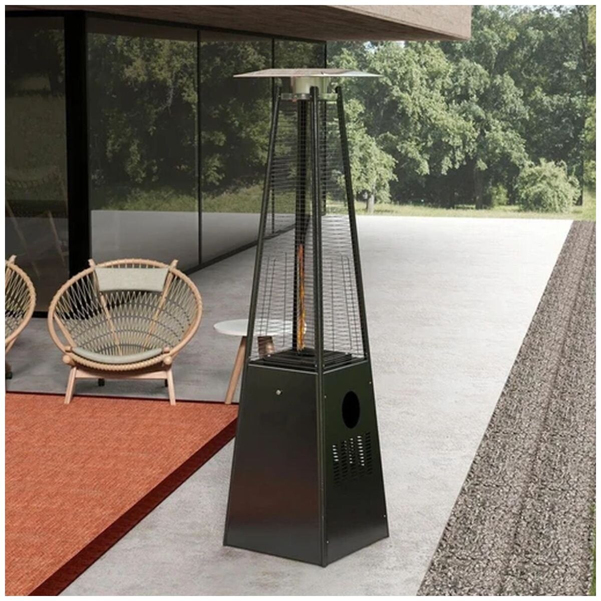 Havana Outdoors Gas Pyramid Patio Heater - LPG, Real Flame Glass Tube, Push-Button Ignition - 10004936