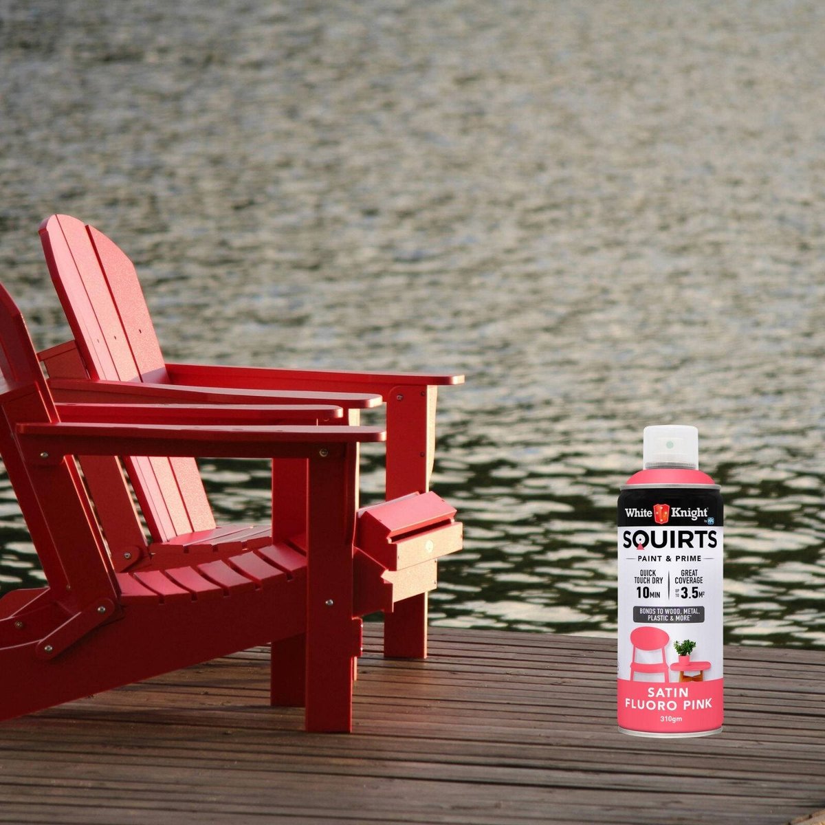 White Knight Squirts Fluro Pink Satin Spray Paint 310g Quick Dry - SuperSaverAU - view 4