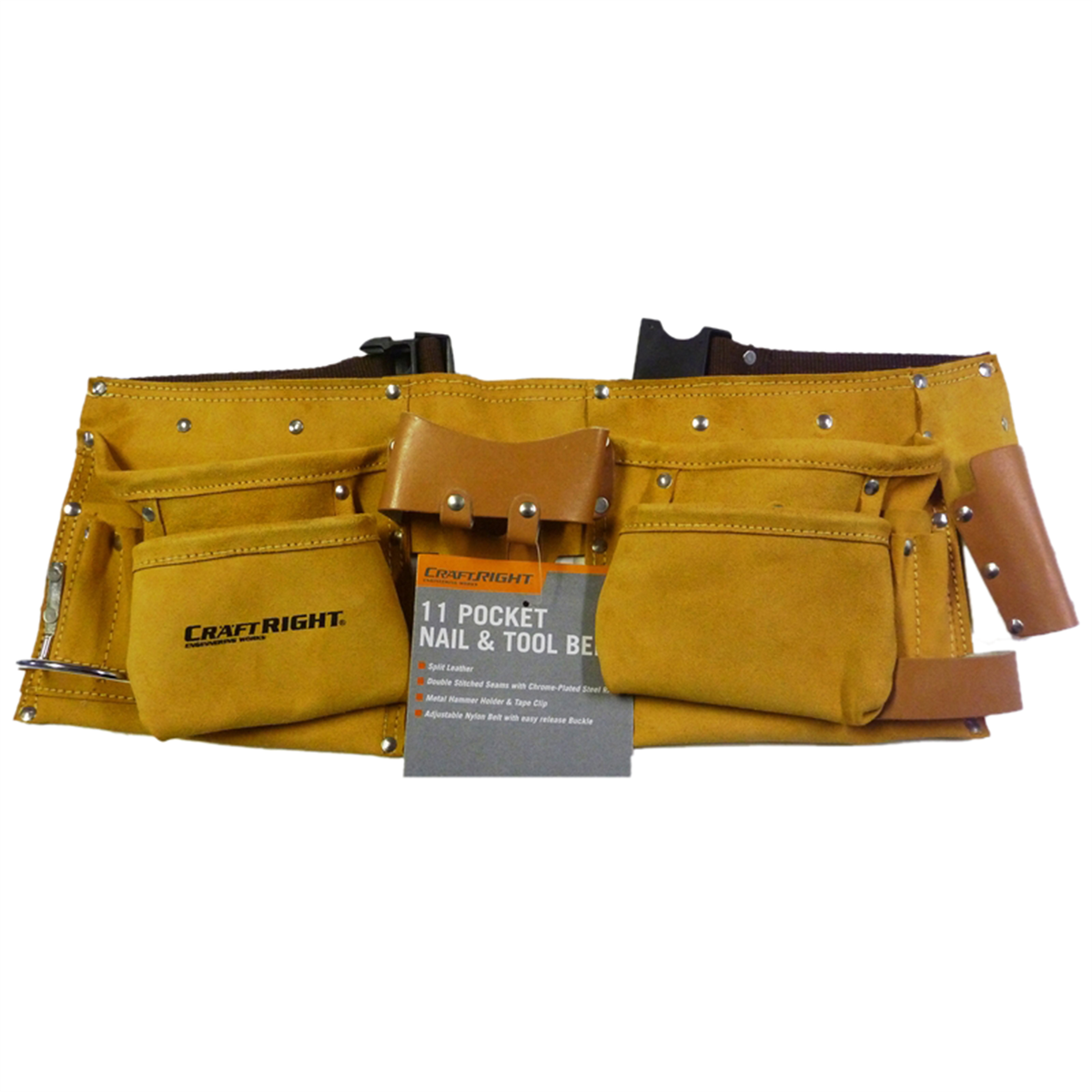 Craftright 11 Pocket Leather Nail and Tool Belt - Leather - Durable - SuperSaverAU - view 1