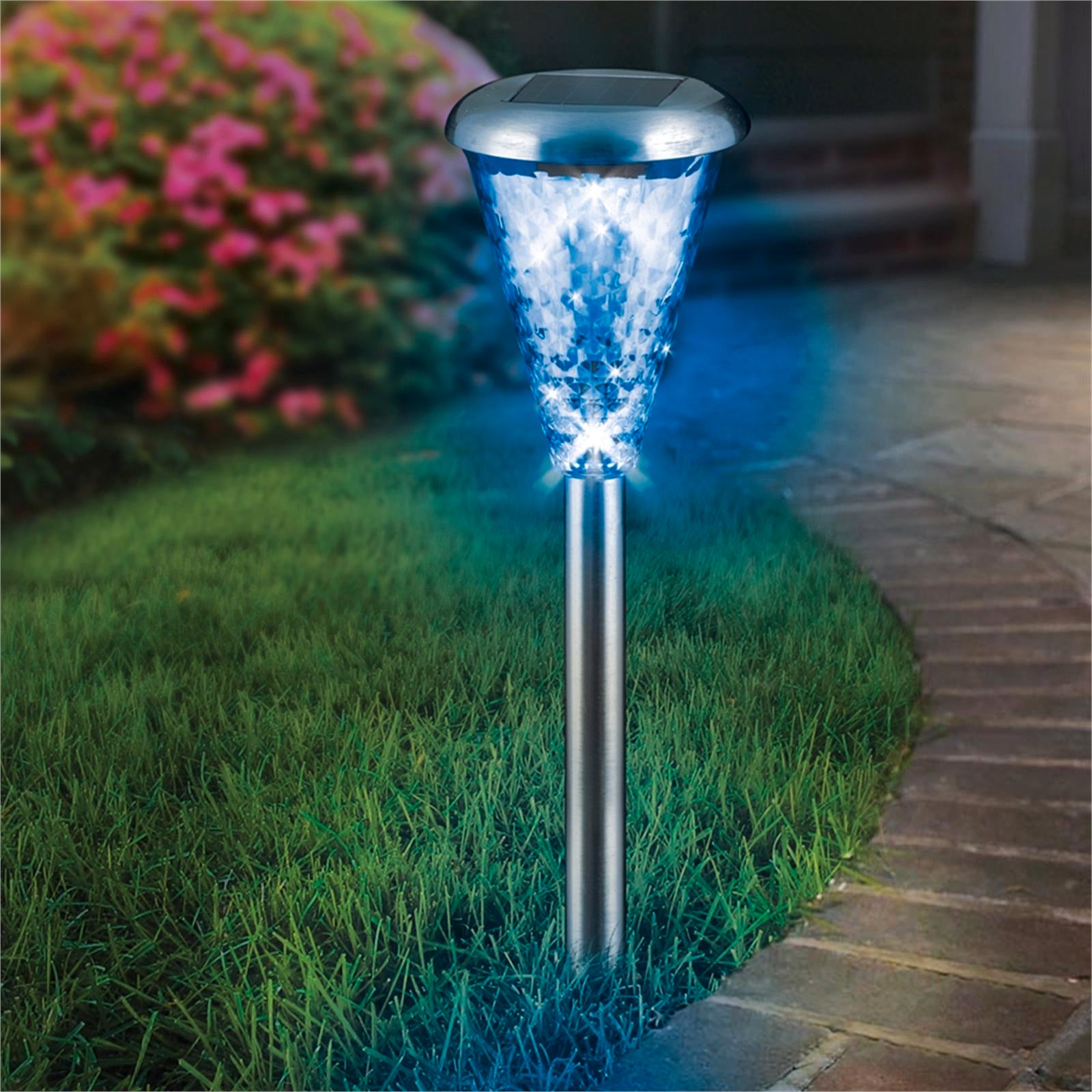 Lytworx 24904 Colour Changing LED Solar Stake Light - Stainless Steel & Glass Lens - Outdoor