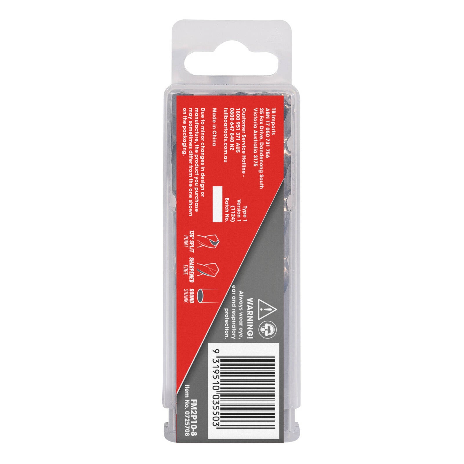 Full Boar 8mm M2 HSS Drill Bit 10 Pack for Metal, Wood, Plastics FM2P10-8
