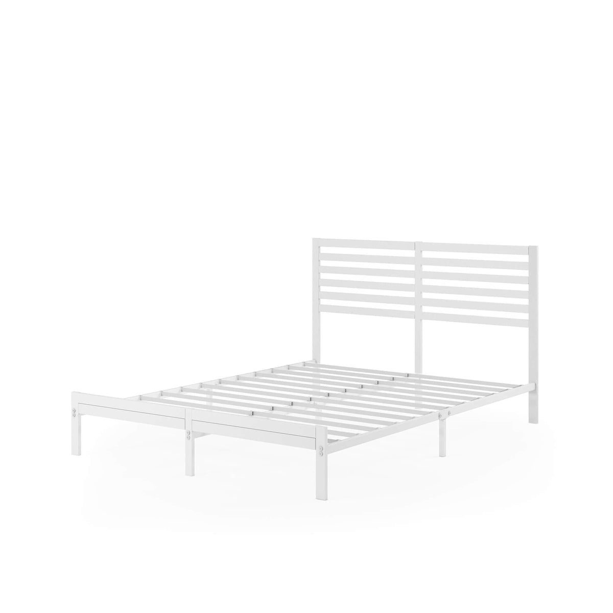 Zinus Double Metal and Bamboo Bed Frame - White Steel Frame, Bamboo Headboard Accent - AU-FBOBH3ZC-35D