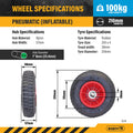 Easyroll 2.5 x 4" Pneumatic Nylon Trolley Wheel, 3/4" Axle, 100kg
