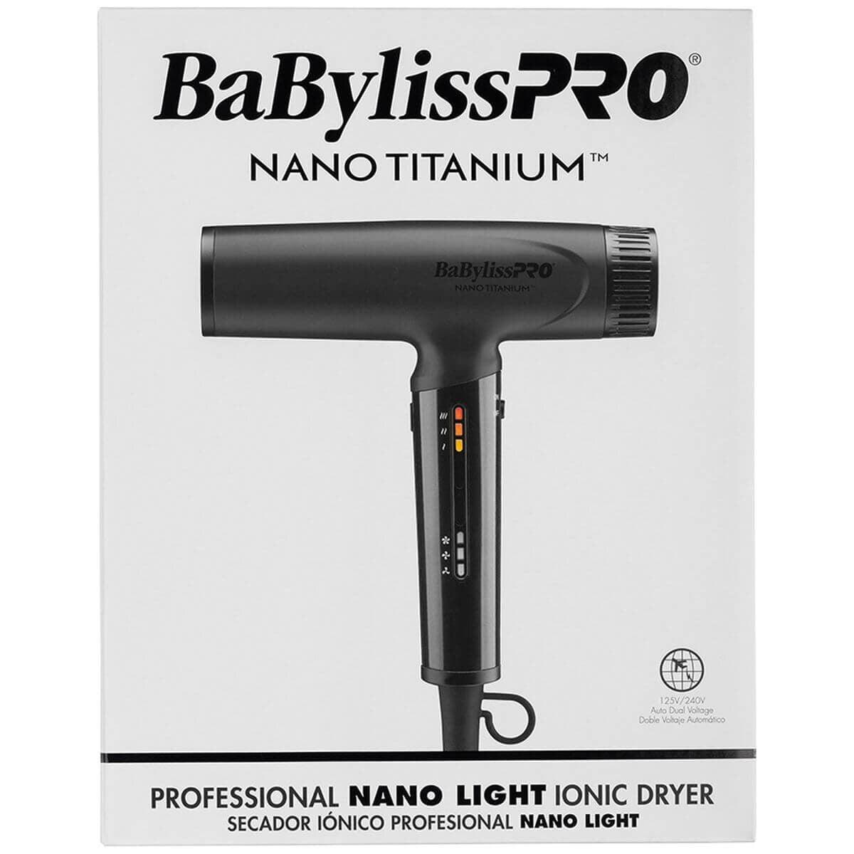 BaBylissPRO Nano Titanium Light ionic high-speed hair dryer - 1400W digital motor, black - 900213