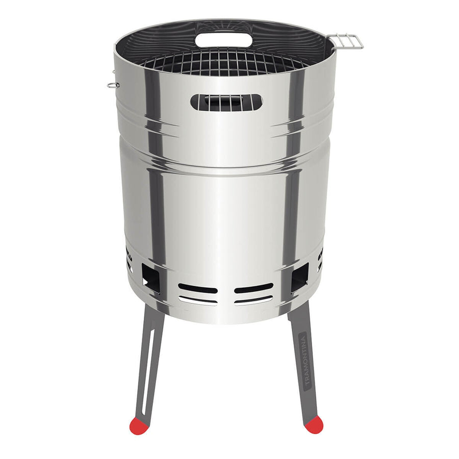 Tramontina Churrasco Freestanding Charcoal BBQ - Stainless Steel Body - Beer Barrel Shape - 26500006